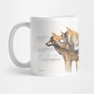 United We Stand wolf pack drawing Mug